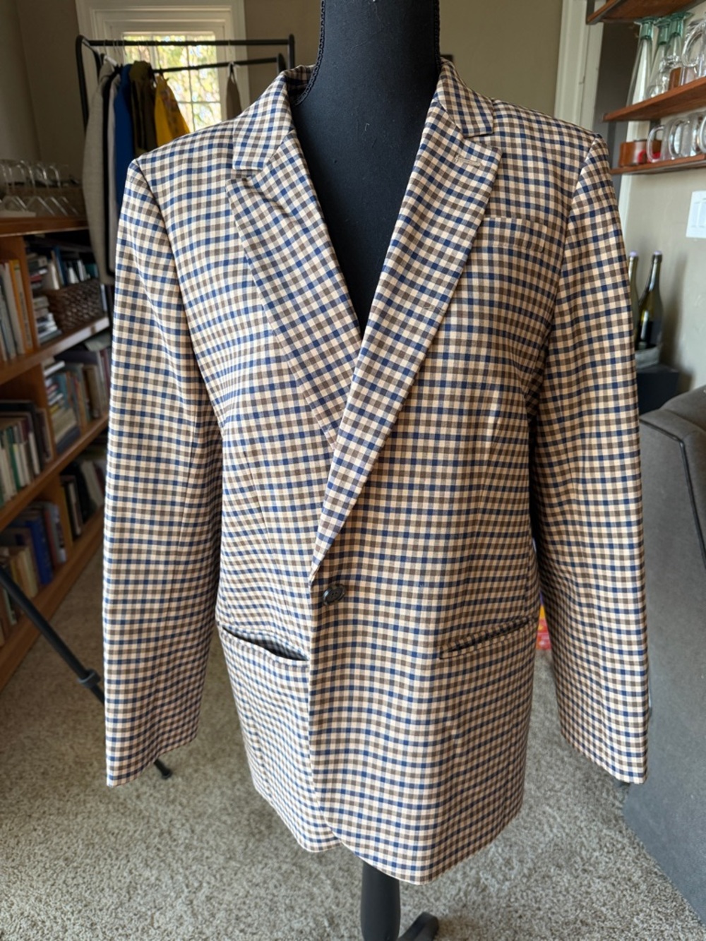 J. Crew Tan and Blue Checked Woman’s Blazer